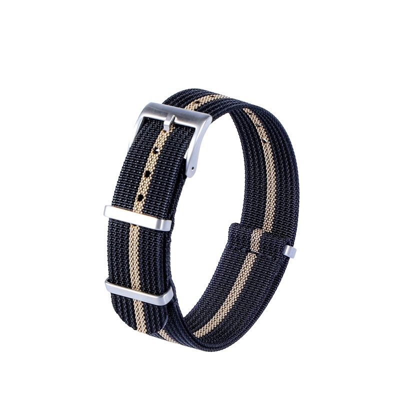 Carty Military Watch Straps with Heavy Buckle,Sport Nylon Watch Bands for Men 22mm Black Khaki Silver Buckle - Image 1