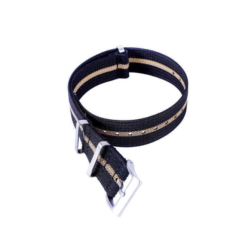 Carty Military Watch Straps with Heavy Buckle,Sport Nylon Watch Bands for Men 22mm Black Khaki Silver Buckle - Image 2