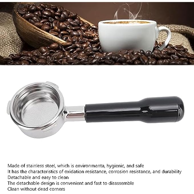 ريحني فلتر قهوة بدون قاع مقاس 58 مم، فلتر قهوة بثلاث آذان لماكينة صنع قهوة بارسيتو، تصميم قابل للفصل، سهل التنظيف لماكينة صنع الإسبريسو، لون أسود - Image 3