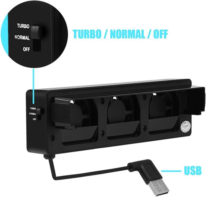 Bewinner USB Cooling Fan Base Stand Dock for Game Console - 3 Fans Cooler Holder Bracket, External Cooling - Image 2