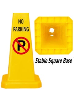 Scrolls No Parking Cone | Yellow No Parking Sign with 4 Sides View | Easily Noticable No Parking Square Signboard 68x28x28 cm  - Image 5