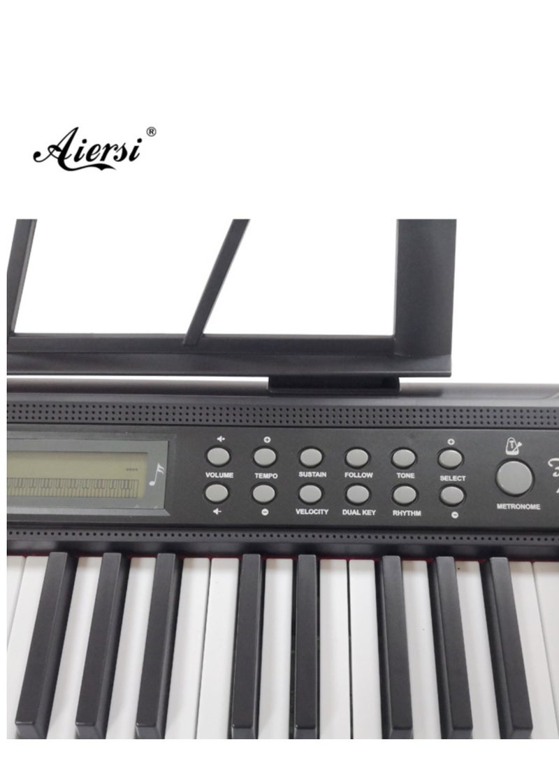 AIERSI Aiersi A828 Touch Response 61 Keys Beginner Keyboard Built In Lesson Functional Electronic Keyboard Model: A828 Black  - Image 5