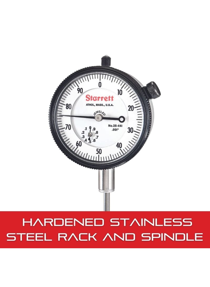 Starrett Starrett 25 Series Dial Indicator with Jewel Bearings and LugOnCenter Back  White Face 01000 Range 0100 Dial Reading 001 Graduations  25441J  - Image 4