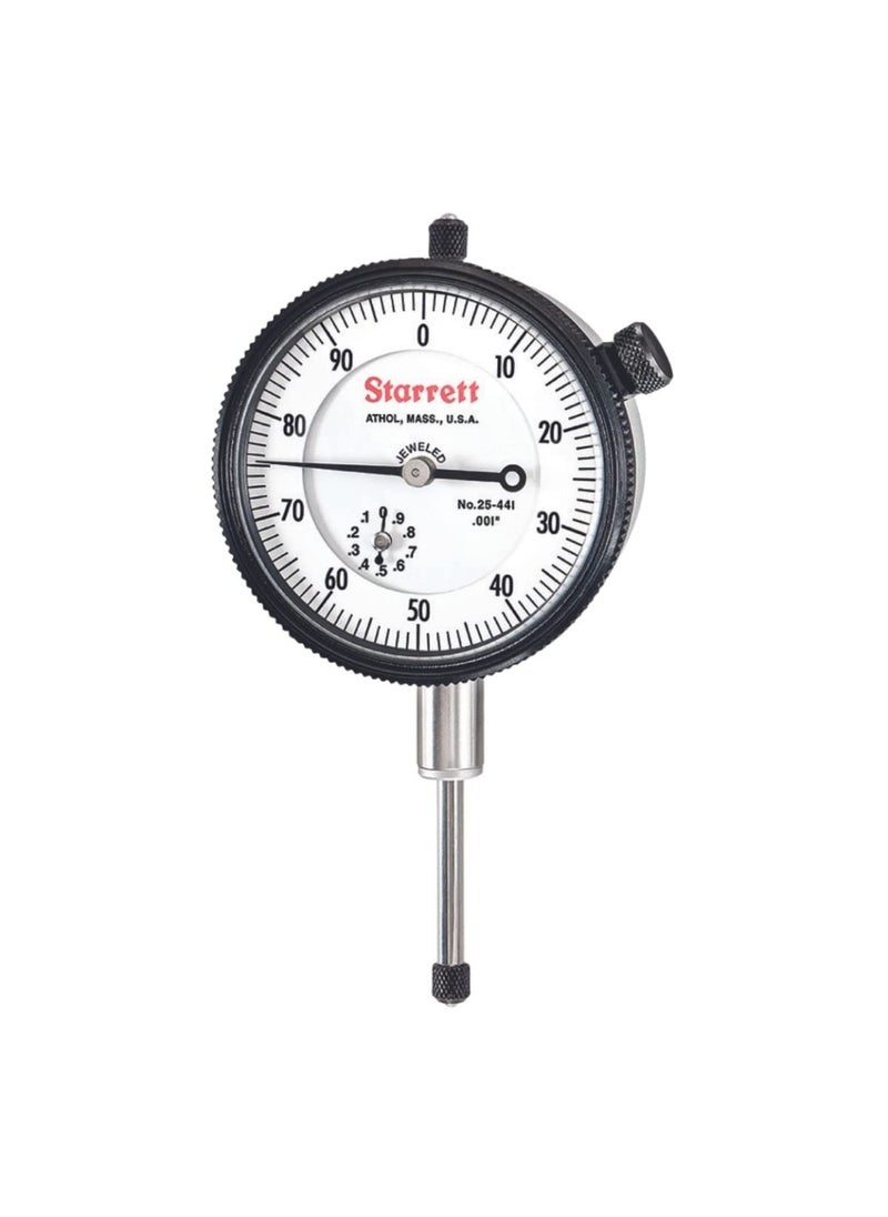 Starrett Starrett 25 Series Dial Indicator with Jewel Bearings and LugOnCenter Back  White Face 01000 Range 0100 Dial Reading 001 Graduations  25441J  - Image 1
