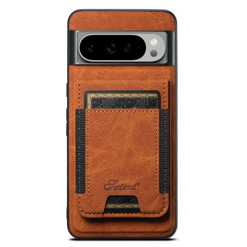 Suteni For Google Pixel 9 Pro H17 Litchi Texture Leather Magnetic Detachable Wallet Phone Case(Khaki) - Image 1