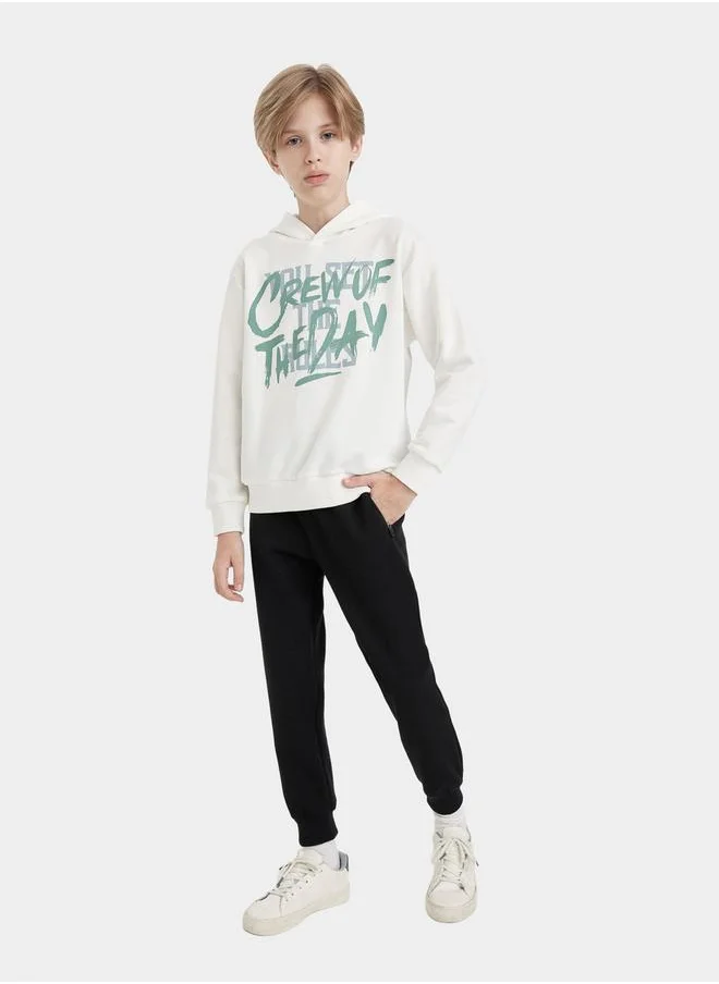 DeFacto Regular Fit Graphic Print Hooded Sweatshirt by Styli