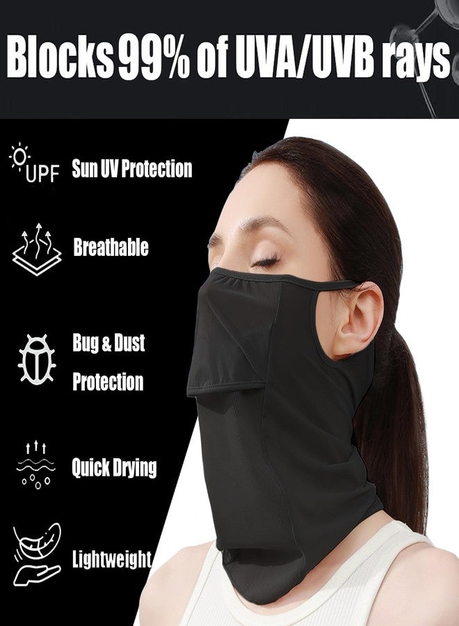 M-YOUNG Neck Gaiter Face Mask with UV Protection Face Cover for Sun Protective Balaclava Bandana for Women, Golf Mask, Black, One size - Image 2
