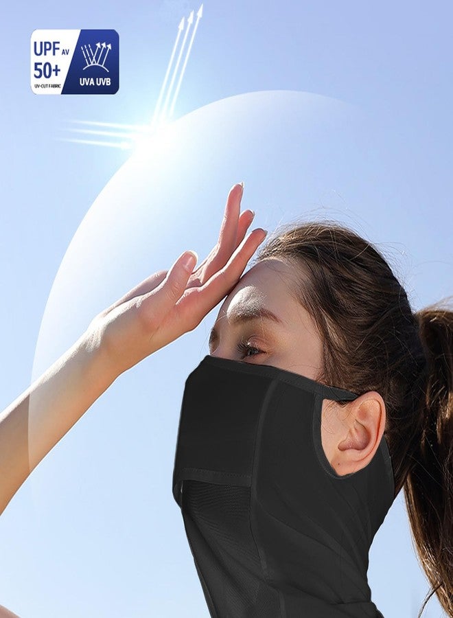 M-YOUNG Neck Gaiter Face Mask with UV Protection Face Cover for Sun Protective Balaclava Bandana for Women, Golf Mask, Black, One size - Image 3