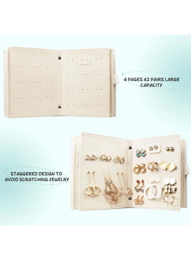 Fangoo Earring Organizer Book Design Earring Holder Travel Jewelry Storage Case Tray Holder, Capable to Hold 42 Pairs (White) - Image 4