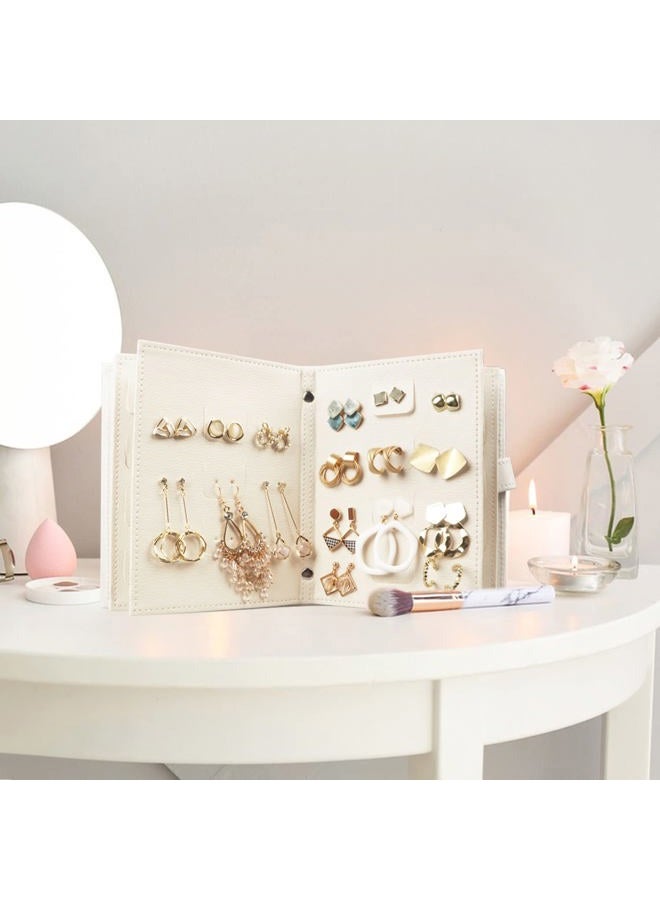 Fangoo Earring Organizer Book Design Earring Holder Travel Jewelry Storage Case Tray Holder, Capable to Hold 42 Pairs (White) - Image 5