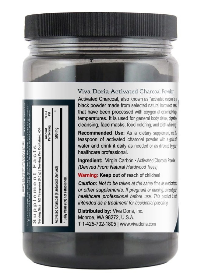 Viva Doria Virgin Activated Charcoal Powder, Hardwood Derived, Food Grade, 8 Oz - Image 2