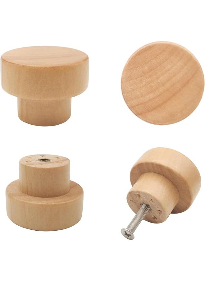 PROMASS 16PCS Wood Knobs Flat Top Round Cabinet Knobs 1.39"(35mm) Natural Wooden Dresser Drawer Knobs Kitchen Cabinet Pulls Handles  - Image 1