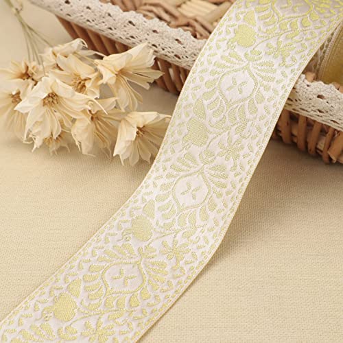 AIETSYEI Boho Jacquard Ribbon Floral Ribbon Gold Embroidery Jacquard Trim for Sewing, Handmade Bag, Clothing Decoration AIETSYEI - Image 4