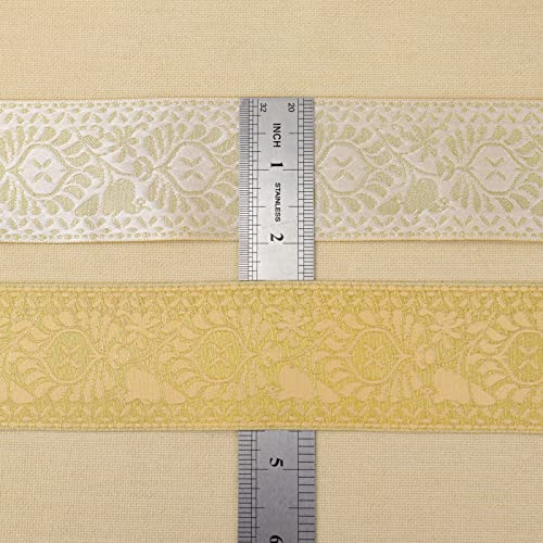 AIETSYEI Boho Jacquard Ribbon Floral Ribbon Gold Embroidery Jacquard Trim for Sewing, Handmade Bag, Clothing Decoration AIETSYEI - Image 3
