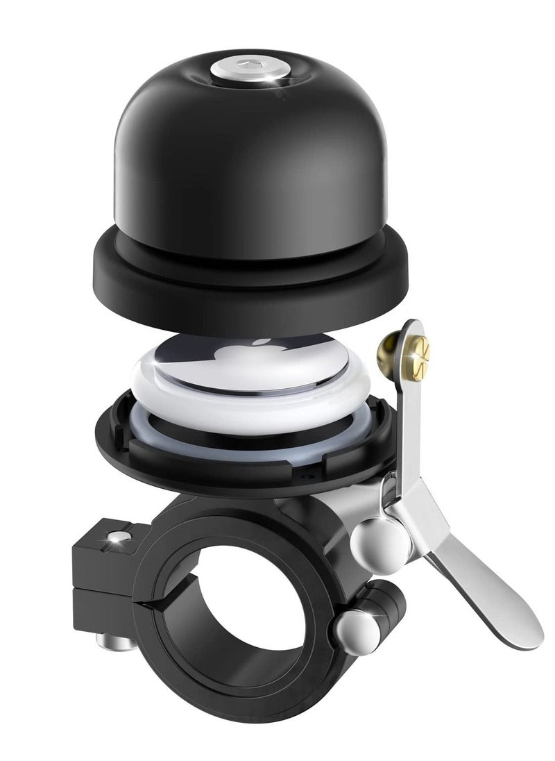 Y&D - Bicycle Bell for Apple AirTag, Bike Mount with AirTag GPS Tracker Waterproof Classic Brass Holder Hides Air Tag Under Anti-Theft (Fits 0.87 to 1 Inch Handlebars, Black) - Image 1