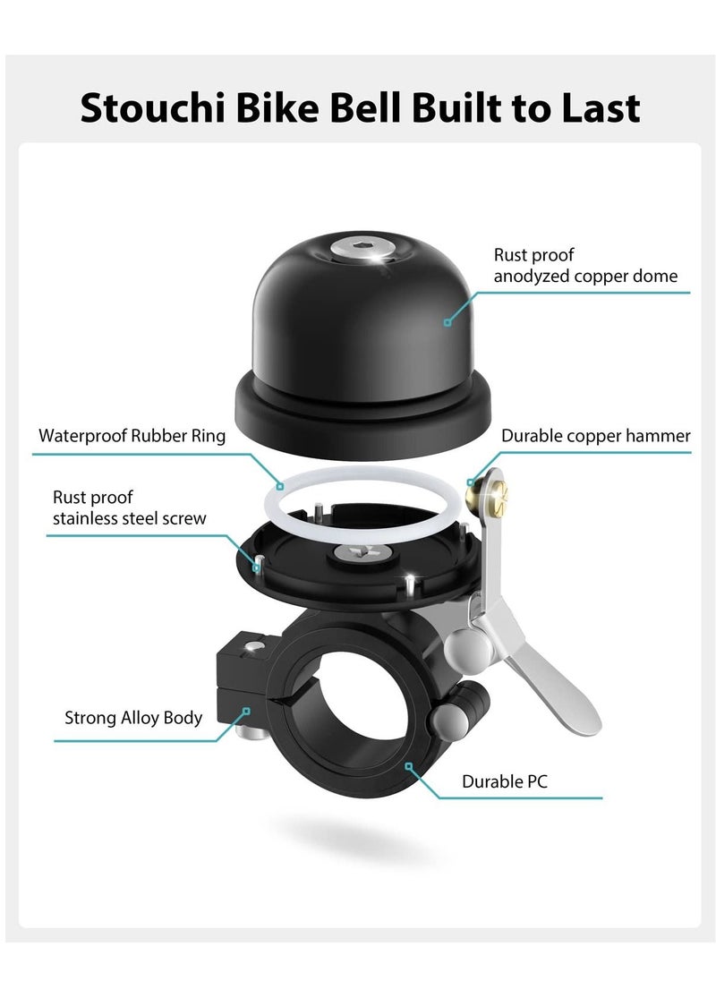 Y&D - Bicycle Bell for Apple AirTag, Bike Mount with AirTag GPS Tracker Waterproof Classic Brass Holder Hides Air Tag Under Anti-Theft (Fits 0.87 to 1 Inch Handlebars, Black) - Image 1