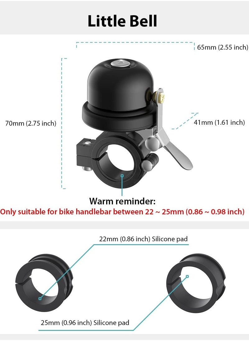 Y&D - Bicycle Bell for Apple AirTag, Bike Mount with AirTag GPS Tracker Waterproof Classic Brass Holder Hides Air Tag Under Anti-Theft (Fits 0.87 to 1 Inch Handlebars, Black) - Image 1