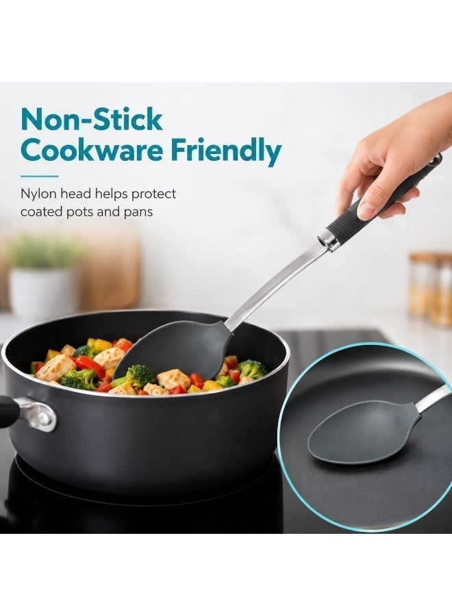 Fresh Choice Cooking Spoon Nylon 203C Heat Resistant Soft Grip Dishwasher Safe Non Stick Friendly Kitchen Spoon - Image 5