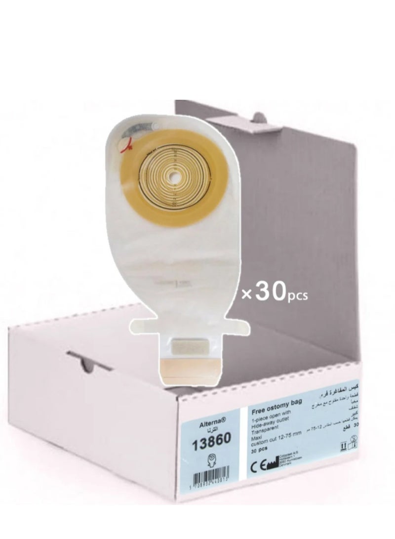 كولوبلاست أكياس مع قاعدة كولستومي 13860 قطعة واحدة مفتوحة شفافة مقاس Coloplast One - Image 1