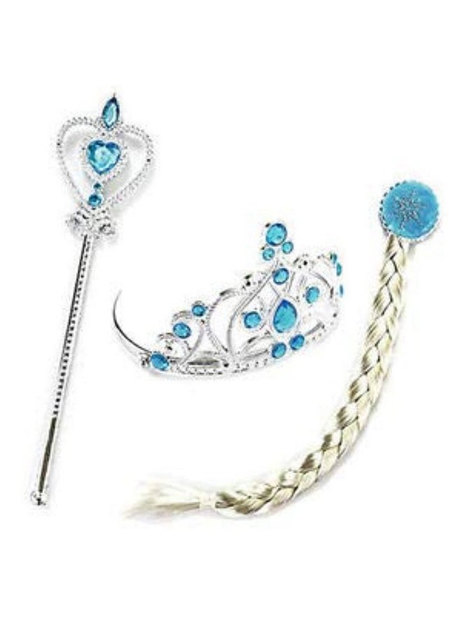 Kaku Fancy Dresses Kaku Fancy Dresses Plastic Fairy Tales Character Princes Elsa Accessories Crown, Wig & Wand -White-Silver, 3-10 Years, For Girls  - Image 4