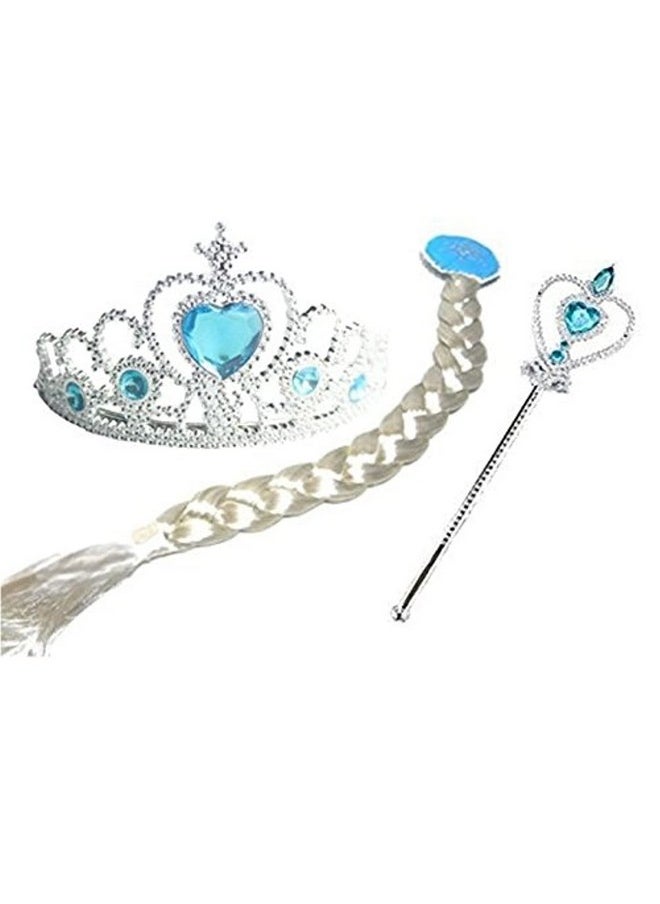 Kaku Fancy Dresses Kaku Fancy Dresses Plastic Fairy Tales Character Princes Elsa Accessories Crown, Wig & Wand -White-Silver, 3-10 Years, For Girls  - Image 1