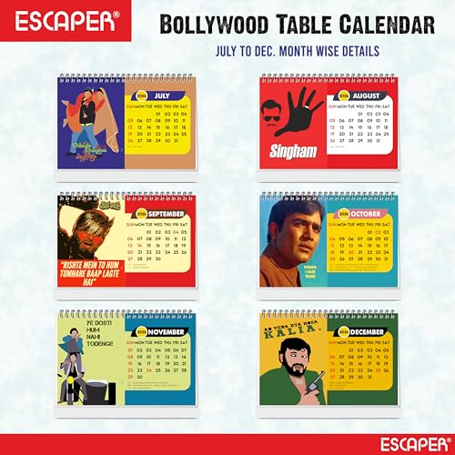 ESCAPER Famous Bollywood Dialogues 2026 Desk Calendar – A5 Table Calendar with Iconic Movie Quotes & Actor Lines, Bollywood Fan Desktop Calendar - Image 3