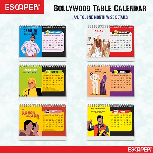 ESCAPER Famous Bollywood Dialogues 2026 Desk Calendar – A5 Table Calendar with Iconic Movie Quotes & Actor Lines, Bollywood Fan Desktop Calendar - Image 2