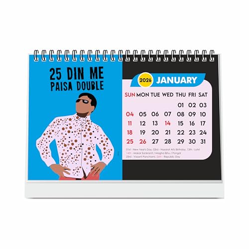 ESCAPER Famous Bollywood Dialogues 2026 Desk Calendar – A5 Table Calendar with Iconic Movie Quotes & Actor Lines, Bollywood Fan Desktop Calendar - Image 1
