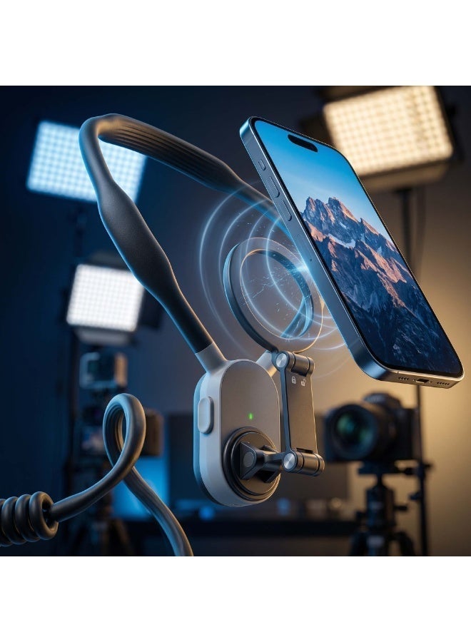 Furtey Magnetic Neck Mount for Phones – Hands-Free First-Person View Holder for Live Streaming, Cycling & Vlogging - Image 2