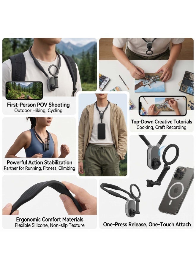 Furtey Magnetic Neck Mount for Phones – Hands-Free First-Person View Holder for Live Streaming, Cycling & Vlogging - Image 5