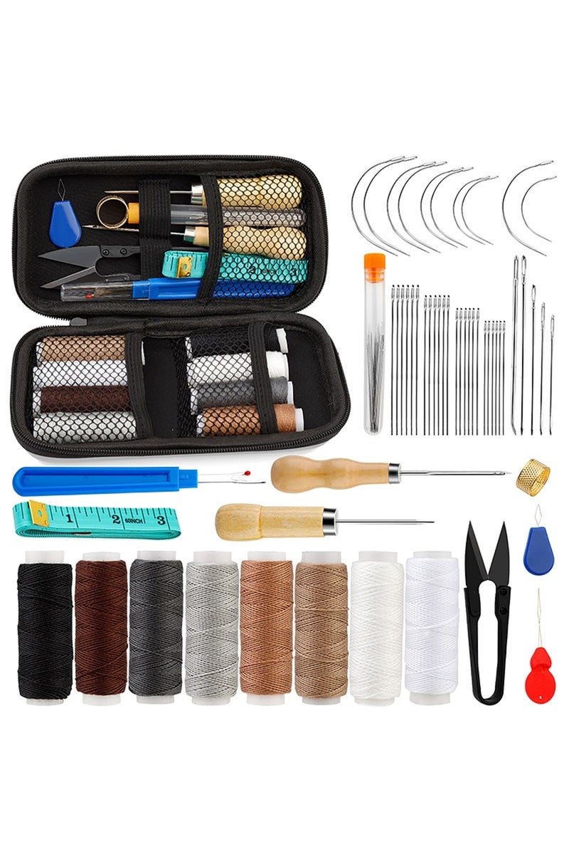 erorex Type 1 54pcs Leather Sewing Kit Upholstery Repair Kit with Sewing Awl Scissors Tool Kit for Beginner