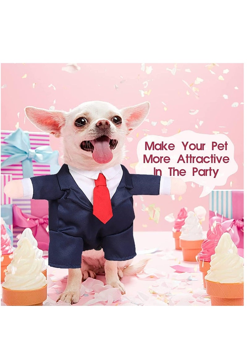 Dog Tuxedo Pet Clothes Puppy Shirt with Red Necktie Dog Formal Suit Party Costume Prince Wedding Attire  Dog Halloween Birthday  Costumes  Dog Outfit for Small Medium Dogs Cats - Image 2