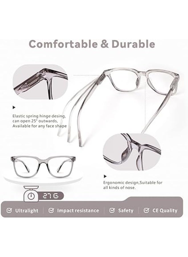 Baytion Reading Glasses for Men & Women,Square Frame Spring Hinged Blue Light Filter Eyewear Blocking UV Anti Glare Anti Eyestrain Suitable for Reading, Watching Electronic Products - Image 3