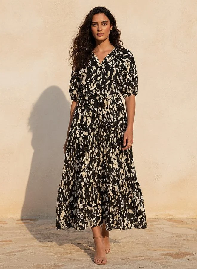 سبلاش فيڤ Tiered Maxi Cotton Dress with Lace Detail