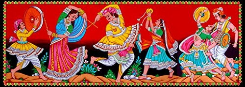 Shivam Home Dcor Indian Raja Rani dnacing Heritage Cotton Cloth Tapestry Wall Hanging