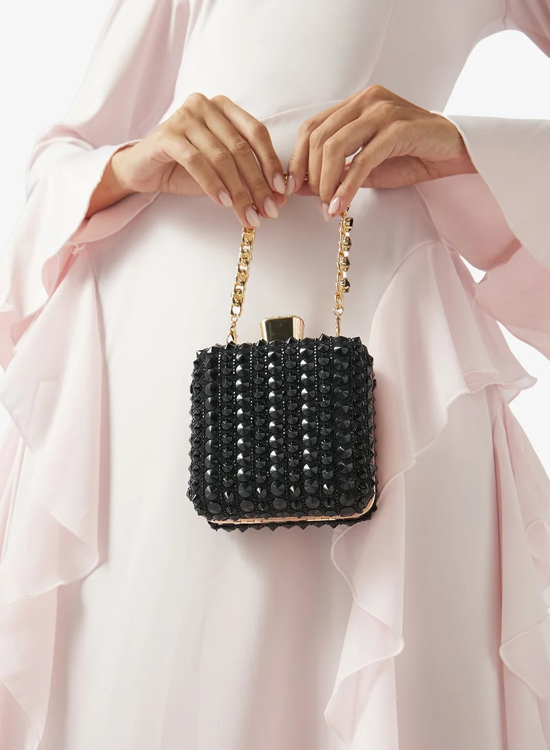 Embellished Detailed Clutch With Strap