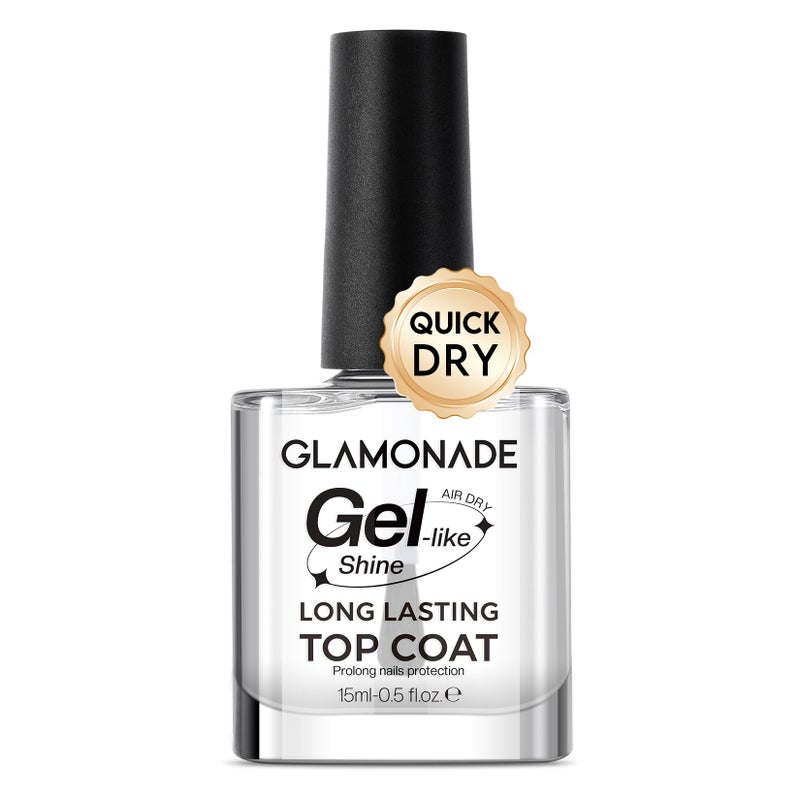 Glamonade Top Coat Nail Polish Clear: Quick Dry Nail Polish No Chip High Shine Long Lasting Glossy Fast Air Dry Top Coat for Nail Art Manicure Salon Quality - Image 1