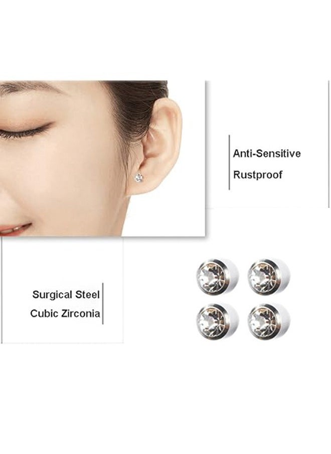 Generic 12 Pair Steel Color 4mm Ear Piercing Earring Studs White Metal Ear piercing with specialized acrylic drill 316 steel gun nail painless ear piercing ear nail Comfortable to wear shiny rhinestones  - Image 3