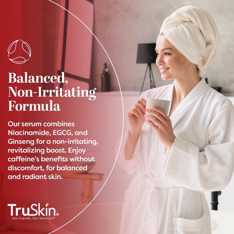 TruSkin Caffeine Face & Eye Serum â€“ Energizing 5% Caffeine Serum with EGCG Niacinamide Matcha and Ginseng â€“ Improve Look of Under Eye Dark Circles and Puffiness, 1 fl oz - Image 4