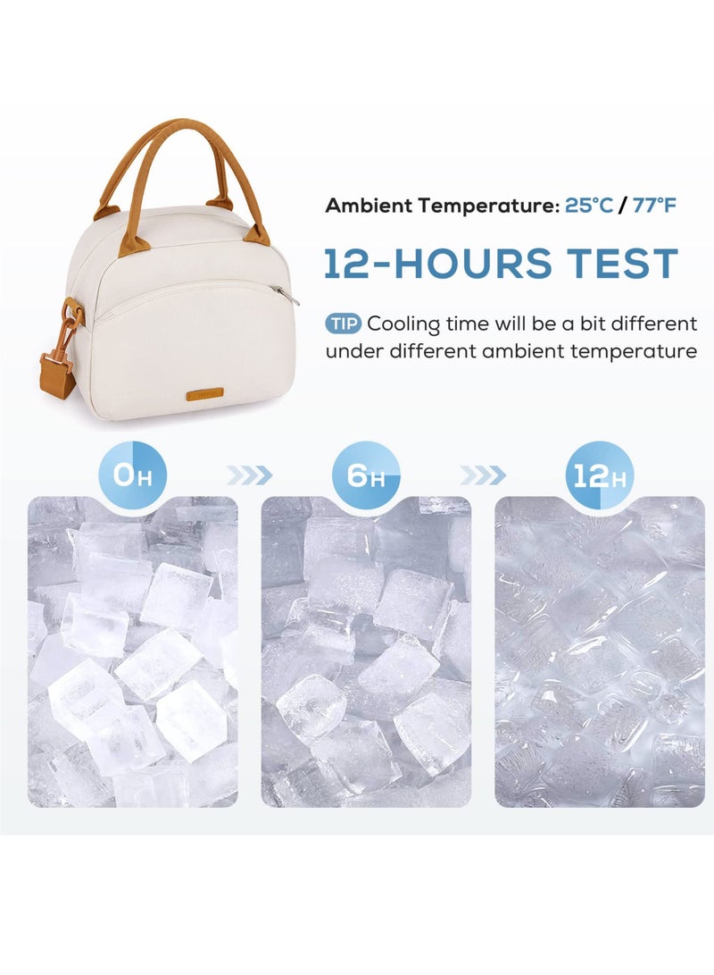 Excefore مجموعة حقيبة غداء أنيقة وواسعة، مثالية للعمل والمدرسة والنزهات والسفر - تتضمن أدوات وحقيبة حمل معزولة، بيج - Image 4