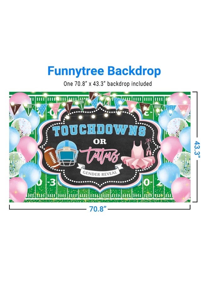 Funnytree Touchdowns or Tutus Gender Reveal Backdrop American Football Theme Pregnant Announcement Gender Neutral Party Supplies Baby Shower Banner Decoration Photo Booth Prop Background - Image 1