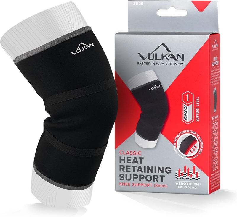 Vulkan Classic Neoprene Knee Support Provides Light Compression Comfortable Fit Provides Therapeutic Benefits Black Medium 3mm - Image 1