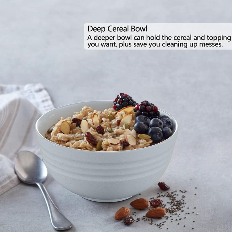 G-KARUNA GKARUNA Unbreakable Cereal Bowls Wheat Straw Fiber Bowls Lightweight Microwave and Dishwasher Safe Bowls BPA Free Bowls for Eating Serving Oatmeal Soup Salad Set of 6 800ML - Image 3