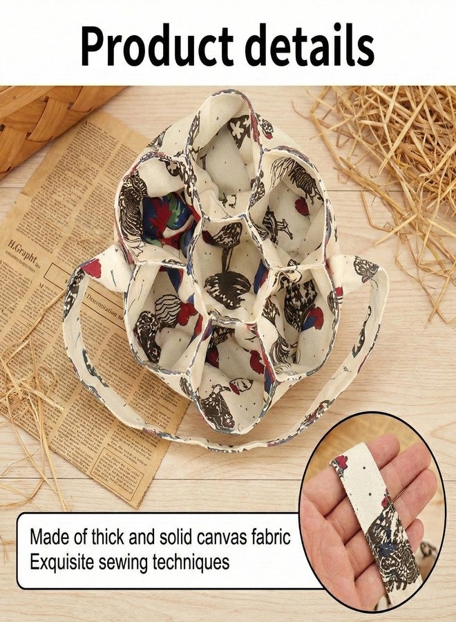 HOYDATE 2 Pcs Egg Basket for Gathering Fresh Eggs, Mini Canvas Egg Collecting Basket with 7 Pouches, Farmhouse Chicken Egg Holder for Garden Backyard, Portable Egg Purse for Hen Duck Goose Eggs - Image 3