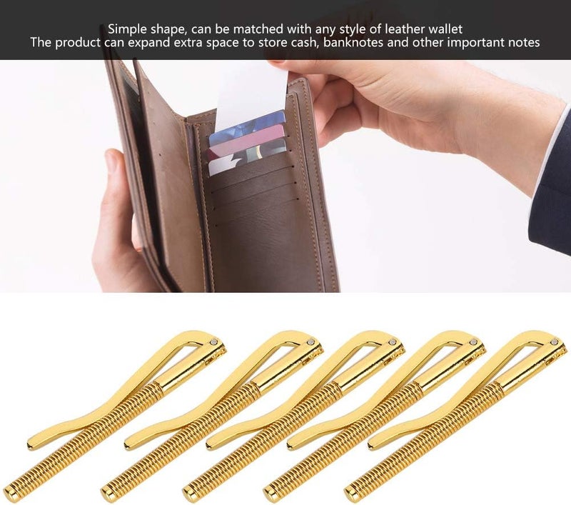 klarako Wallet Money Clip, Leather Accessories Spring Money Clip Anti-Rust Money Cash Clip Spring 75mm Money Clip, for Leather(Gold) - Image 2