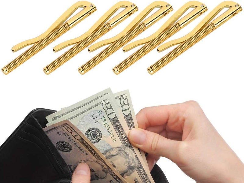 klarako Wallet Money Clip, Leather Accessories Spring Money Clip Anti-Rust Money Cash Clip Spring 75mm Money Clip, for Leather(Gold) - Image 3