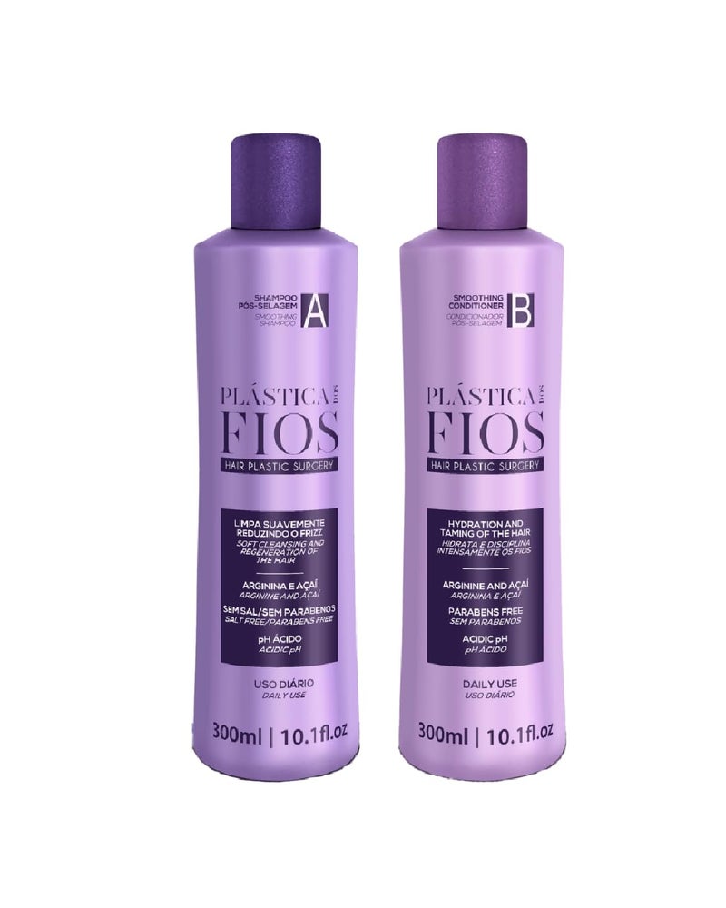 Cadiveu Plastica Dos Fios Home Care Kit Maintenance Set Shampoo and Conditioner Hair Smoothing For All Hair Types 2x300ml Keratin Hair - Image 2