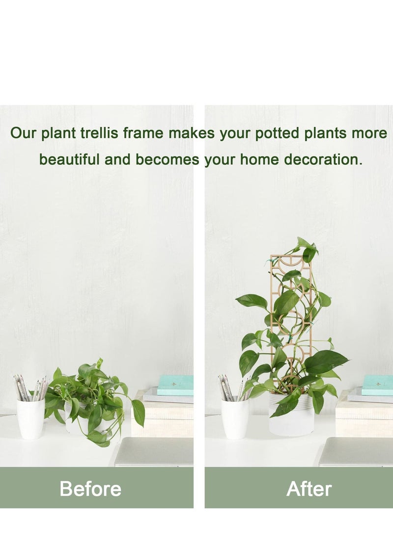 SYOSI - Plant Trellis for Climbing Plants Indoor Pot, 16inch Small Wooden Trellis for Potted Plants with Moisture-Proof Layer for Vines Ivy Houseplants, Moon and Geometric Shape Design - Image 1