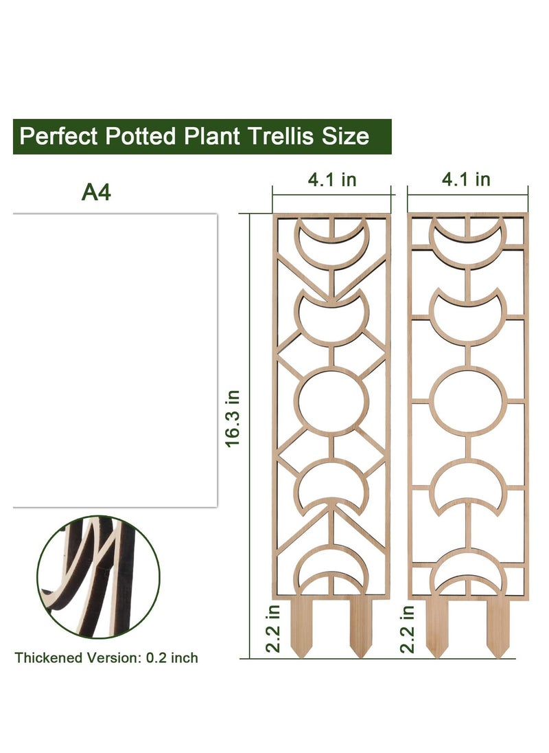 SYOSI - Plant Trellis for Climbing Plants Indoor Pot, 16inch Small Wooden Trellis for Potted Plants with Moisture-Proof Layer for Vines Ivy Houseplants, Moon and Geometric Shape Design - Image 1