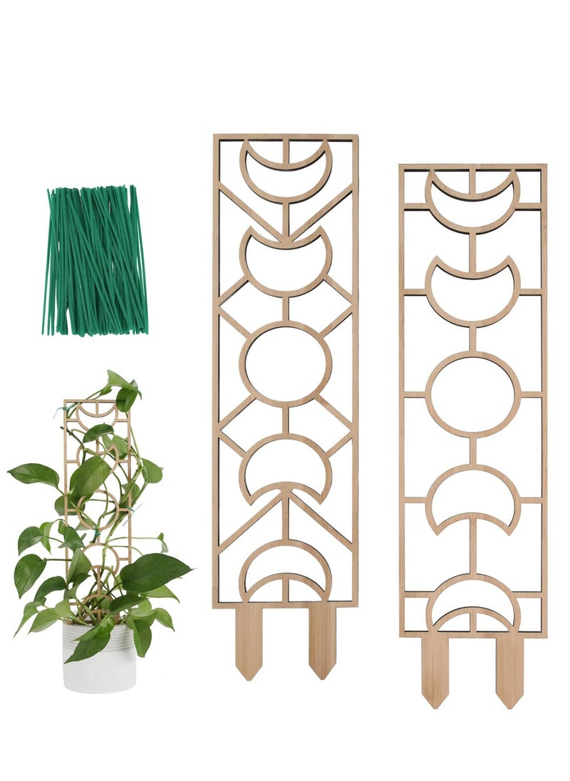 SYOSI - Plant Trellis for Climbing Plants Indoor Pot, 16inch Small Wooden Trellis for Potted Plants with Moisture-Proof Layer for Vines Ivy Houseplants, Moon and Geometric Shape Design - Image 1